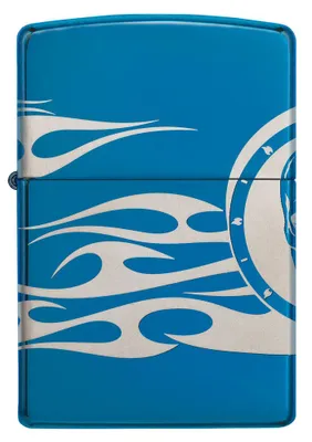 Produktbild von ZIPPO - Tattoo Design - Sturmfeuerzeug nachfüllbar Benzin Totenkopf Flammen Blau 60004948
