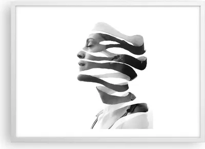 Produktbild von Gerahmtes Poster - Weißer Rahmen - Frau Surrealismus Monochrom - 70x50 cm - Wand Bild - Wanddeko - Wandbilder - Kunstposter - Wandposter - Bilderrahmen - Bilder - Kunstdruck - P2WAA70x50-4430
