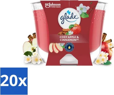 Obrázok produktu pre Glade - sviečka s vôňou jablka a škorice - 100 % repkový vosk - 204 g - hodnotné balenie - 20 kusov