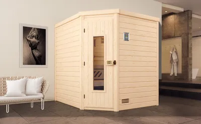 Produktbild von weka Premium-Massivholzsauna 45 mm TURKU 2 HT x B x T x H  x 195 x 195 x 205