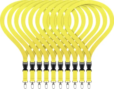 Produktbild von 10 x unbedruckte Schlüsselbänder Gelb Schlüsselband Lanyard mit Steckschnalle ohne Druck Umhängeband neutral 20 mm breit Steckverschluss Sicherheitsverschluss 10 Stück