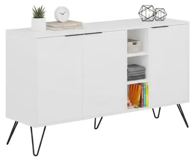 Produktbild von Kommode Dpenz, Wohnzimmerbuffet, Wohnzimmer-Sideboard, Moderne Küchen-Speisekammer, 142x36h83 cm, Weiß