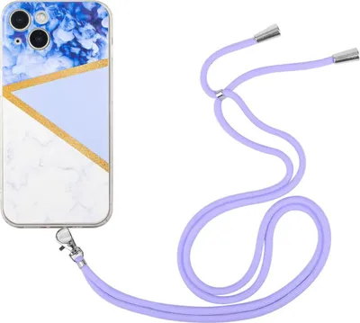 Produktbild von König Design Hülle kompatibel mit Apple iPhone 13 Kunststoff Handykette Cover - Case Handyhülle Lila