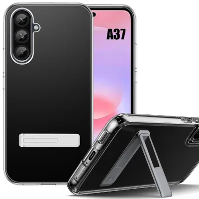 Image de Coque pour Samsung Galaxy A37 5G, Protection Silicone Transparent avec Support Argenté