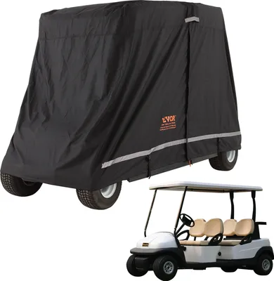 Immagine prodotto di VEVOR Copertura antipioggia per carrello da golf nero 4 persone 270 x 120 x 170 cm, 600D impermeabile, copertura portatile con cerniera, adatta alla maggior parte dei carrelli da golf