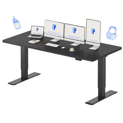 Produktbild von FLEXISPOT Höhenverstellbarer Schreibtisch Elektrisch 200x80cm, 2 starke Motoren, 120 kg Tragkraft, Antikollisionsschutz, 4 Memory-Funktion (Schwarz)