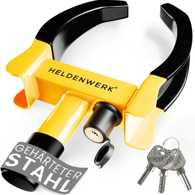 Produktbild von HELDENWERK® Parkkralle Radkralle mit Hochsicherheitsschloss & 3 Schlüsseln