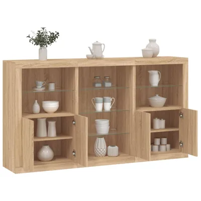 Image de vidaXL Sideboard avec lampes LED Chêne Sonoma 181,5x37x100 cm