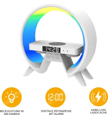 Produktbild von Miraval Design Wecker mit kabelloser Ladefunktion, RGB-Beleuchtung