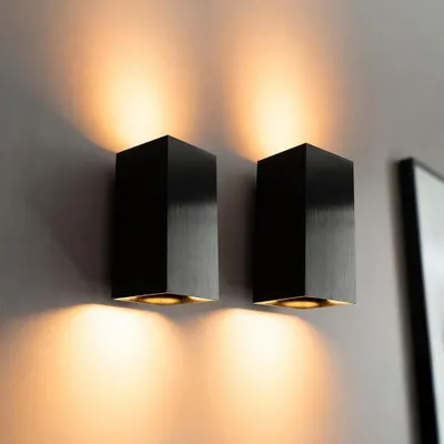 Image de LUSENZ - Applique murale rectangulaire noire brossée 10W GU10 IP20 dimmable