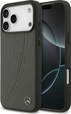 Immagine prodotto di Custodia Mercedes MagSafe iPhone 17 Pro Max in vera pelle antracite logo stella metallo