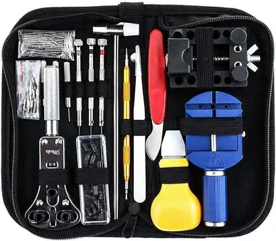 Produktbild von Uhrenwerkzeug Set 147tlg Uhrmacherwerkzeug Uhr Werkzeug Tasche Reparatur Set Uhrwerkzeug Gehäuse Öffner in Nylontasche watch tool