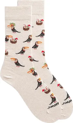 Image de Chaussettes Jimmy Lion TROPICALTOUCAN-BEIGE pour Femme