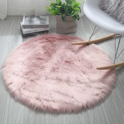 Rundes Kunstfell-Teppich 45/60 cm, weich & flauschig, maschinenwaschbar