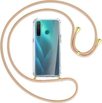 Produktbild von Handykette Backcover-Schutzhülle mit Band (Metall goldfarben) für Realme 5 Pro - beige