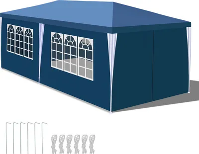 Produktbild von Faziango 3 x 6m Pavillon Wasserdicht Gartenzelt, Pavillons & Partyzelte Festzelt mit 5 Seiten für für Camping / Garten / Hochzeit / Strand, blau