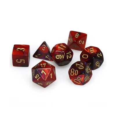 Produktbild von Chessex 7-Würfelset Gemini Violett-Rot/Gold