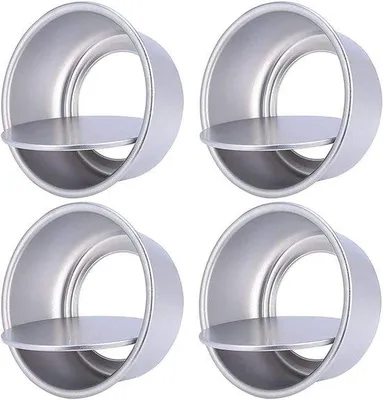 Produktbild von Runde Backform Set aus Aluminium, Tiefkuchenform, 4 Stück, für Kuchen und Torten - Silber