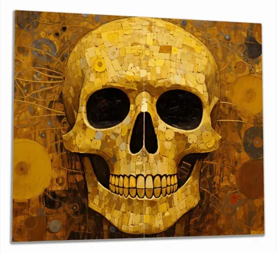 Produktbild von Wallario Herdabdeckplatte aus Glas, Größe 60 x 52 cm 2-teilig, Motiv Schädel-Mosaik
