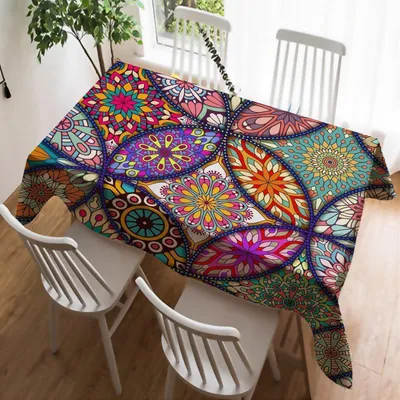 Immagine prodotto di Tovaglia in stile bohémien con motivo paisley, lavabile, 140 x 140 cm