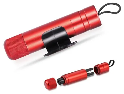 Productafbeelding van Noodhamer voor auto met veiligheidsgordelsnijder, rood, van aluminiumlegering, compact, met veer en glasbreker