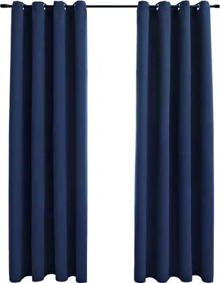 Produktbild von vidaXL Verdunkelungsvorhänge mit Metallösen 2 Stk. Blau 140x175 cm