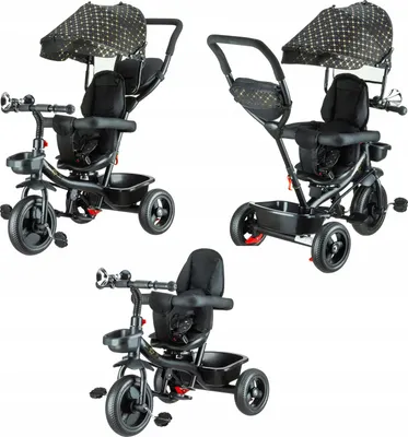 Obrázok produktu pre Trojkolka Stars, detská trojkolka, detský bicykel 3 v 1 - do 25 kg, od 6 mesiacov - kočík s riadidlami, tlačením a otočným sedadlom