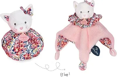 Image de Doudou Chat dormeur rose 3en1