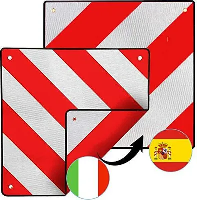 Produktbild von výstražná značka karpal pro Španělsko a Itálii 2 v 1 červeno-bílá hliníková výstražná značka 50x50cm auto