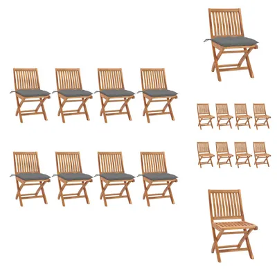 Produktbild von vidaXL Klappbare Gartenstühle mit Kissen 8 Stk. Massivholz Teak -  Gartenstühle