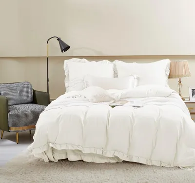 Zdjęcie produktu dla Pościel Ecru 220x200cm 100% Mikrofibra + 2 poszewki 70x80 Ruffy