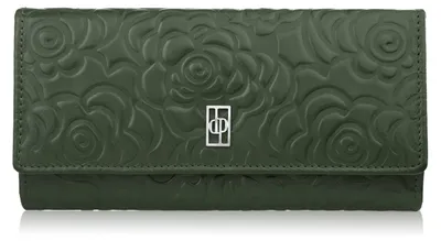 Produktbild von Damen Portemonnaie aus Leder mit Blumenmuster in Dunkelgrün Paolo Peruzzi AL-12-GB
