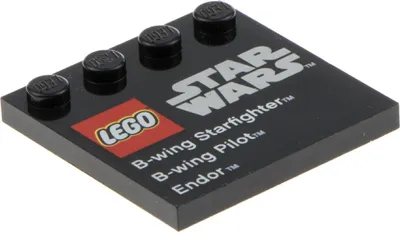 Produktbild von 1x Lego Fliese modifiziert 4x4 schwarz bedruckt Star Wars Endor 75010 6179pb063