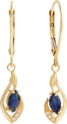 Produktbild von V Ohrhänger 375/- Gold 3,1cm gelb Saphir blau 341330001-5