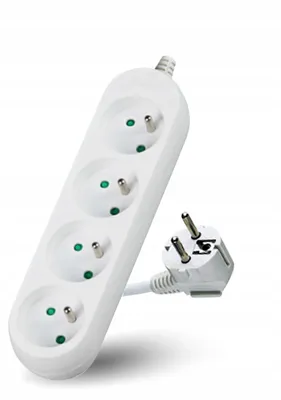 Imagen del producto de Kobi, cable de extensión de 4 tomas con toma de tierra, 3 metros, color blanco