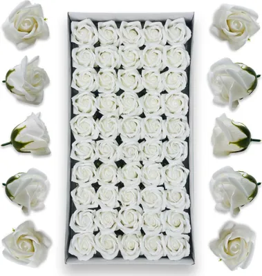 Immagine prodotto di Rose di sapone in set da 50 pezzi in bianco
