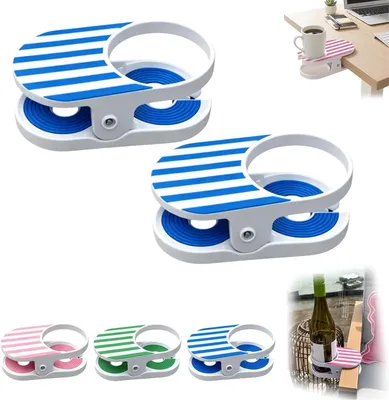 Produktbild von Tischbecherhalter 2er Set, stabile Klemme Getränkehalter für Flaschen & Becher, tragbar, für Büro, Tisch & Zuhause