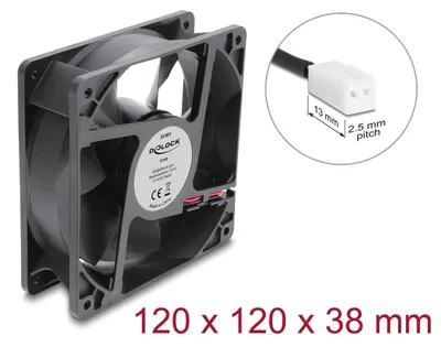 Produktbild von Axiallüfter 48V DC 120x120x38mm Schwarz mit 2 Pin Anschluss