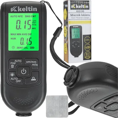 Immagine prodotto di Tester spessore vernice auto portatile 0-2000 µm digitale LCD, misuratore del rivestimento, per vernici, profondità, Keltin