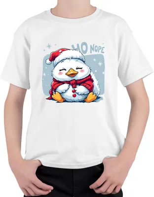 Produktbild von HO NOPE niedlicher Weihnachts Pinguin Cartoon Kawaii süß lustig Uni Kinder T-Shirt, Weiß, 140