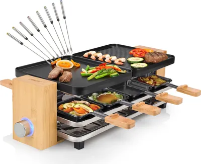 Produktbild von 8 Personen Raclette wendbare antihaftbeschichtete Bratplatte 1300W fettarm Garen