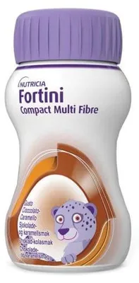 Produktbild von FORTINI COMPACT, Mehrfaser-Nahrung, Schokoladen- und Karamellgeschmack, 4 Flaschen à 125 ml