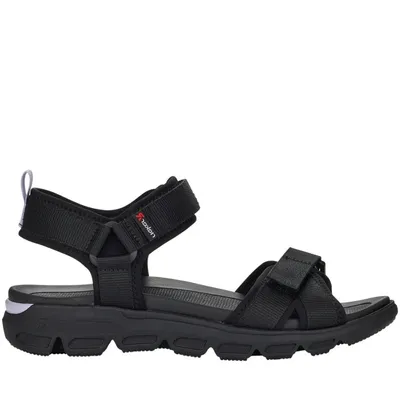 Obrázok produktu pre Rieker dámske sandále zapínanie na suchý zips biela podrážka textilná EVA podrážka diskrétna V8401, veľkosť:38 EU, farba:Black