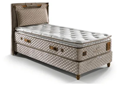 Produktbild von Bambi Boxspringbett 90x200 mit Bettkasten mit Matratzen Magnasand Therapy Set Stauraum 7-Komfortzonen H3 Braun