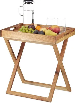 Obrázok produktu pre Skladací drevený stôl na verandu – malý záhradný stolík 54 x 52 x 36 cm – na vonkajšie použitie
