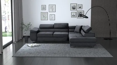 Produktbild von L-Förmiges Ecksofa Waldo für Wohnzimmer, gepolstertes Schlafecke mit Bettkasten (Stoff: monolith 97 - dunkelgrau, Ottomane: rechts)