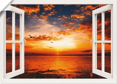 Produktbild von ARTland Poster Sonnenuntergang am Strand, weiß Größe: 70x50 cm