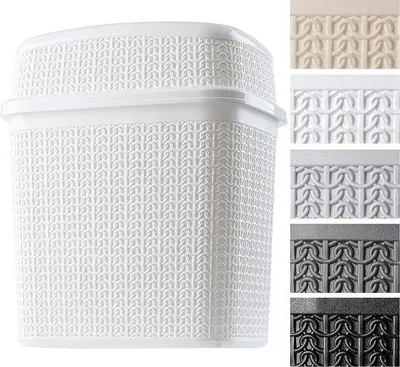 Obrázek produktu pro Plastové kbelíky do koupelny s výklopným víkem, 10 l, bílé