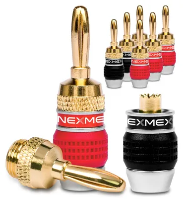 Produktbild von NEXMEX Bananenstecker 8 Stück High End Stecker 24K vergoldet für Kabel bis 6mm²