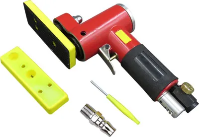 Obrázek produktu pro Mini pneumatická pásová bruska – ruční pneumatická bruska se 2 brusnými podložkami, pro automobily, dřevo, kov a nábytek, lešticí a brusné nářadí